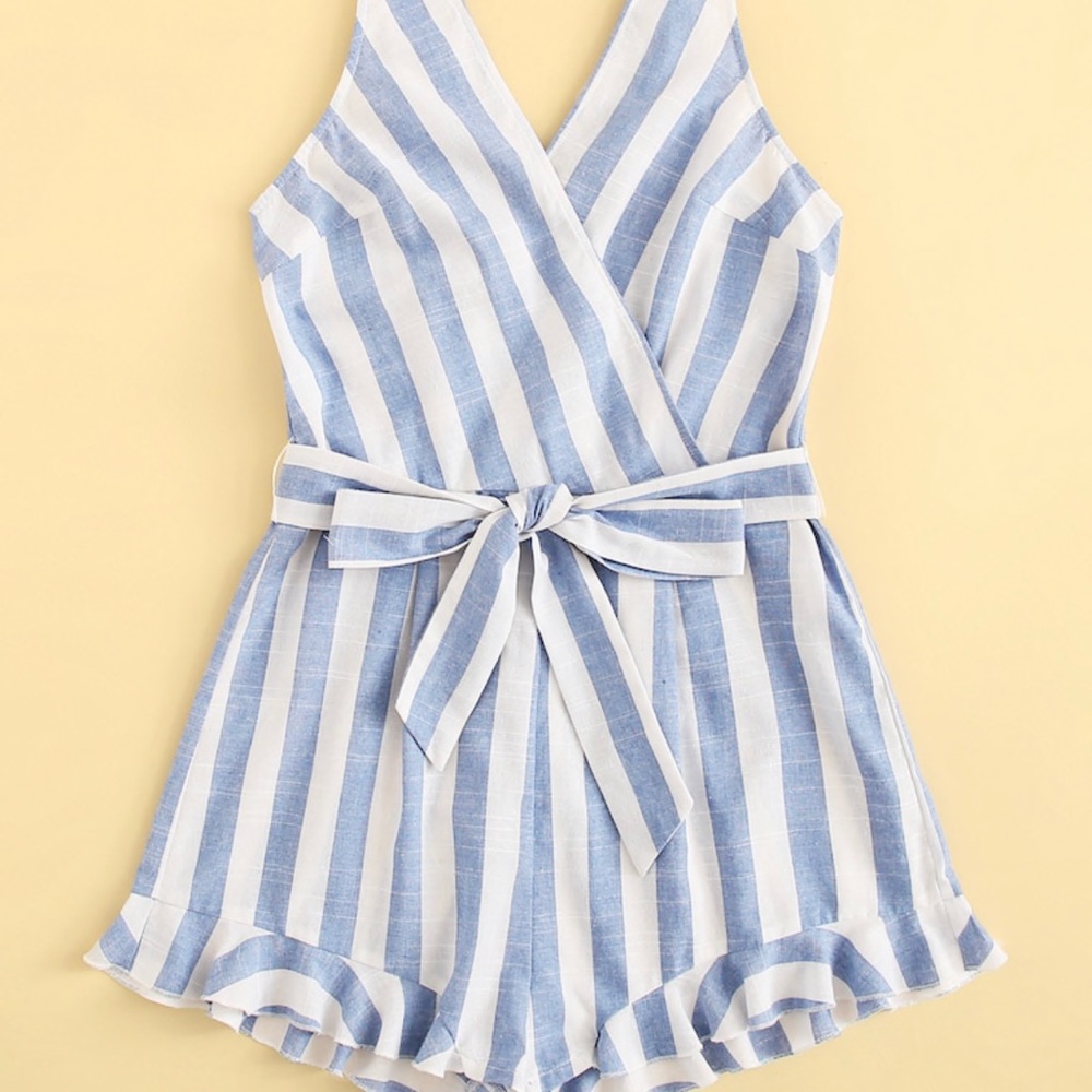 Belted Wrap Romper - Picture 5 of 5